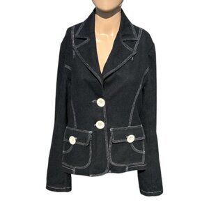 Marcelle Renee Classic Women's Blazer Wool Black Size L